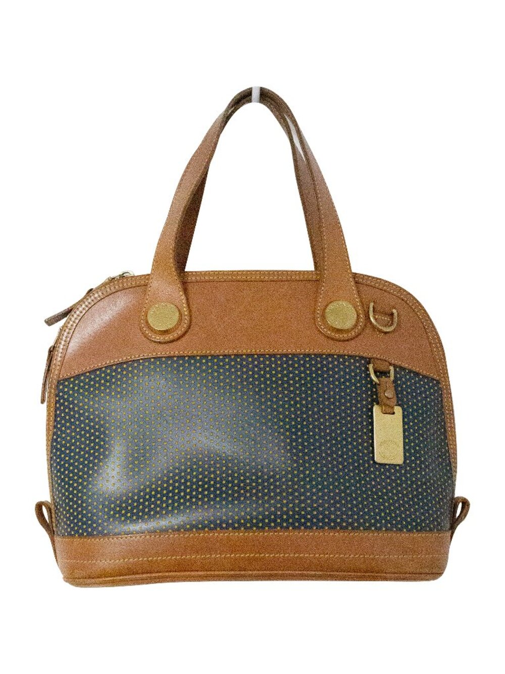 Dooney and Bourke Two-Tone Satchel Bag with Cognac Leather Trim